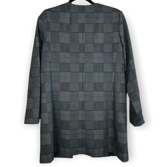 Amanda and Chelsea Multicolor Plaid Ponte Topper Jacket, Medium - Picture 6 of 9